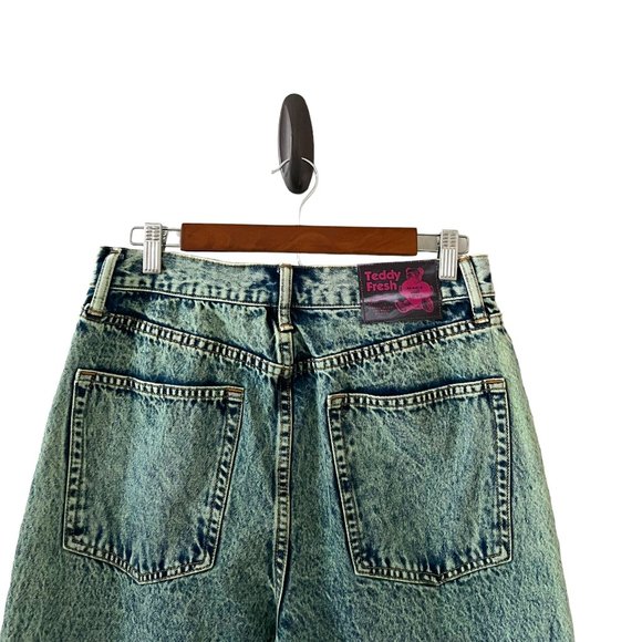 Teddy Fresh High-Rise Straight-Leg Acid Wash Jeans In Vintage Green Size 29 - Picture 7 of 15